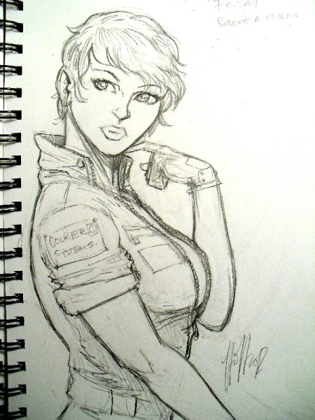 Illustration by partpencils to Friday by Robert Heinlein